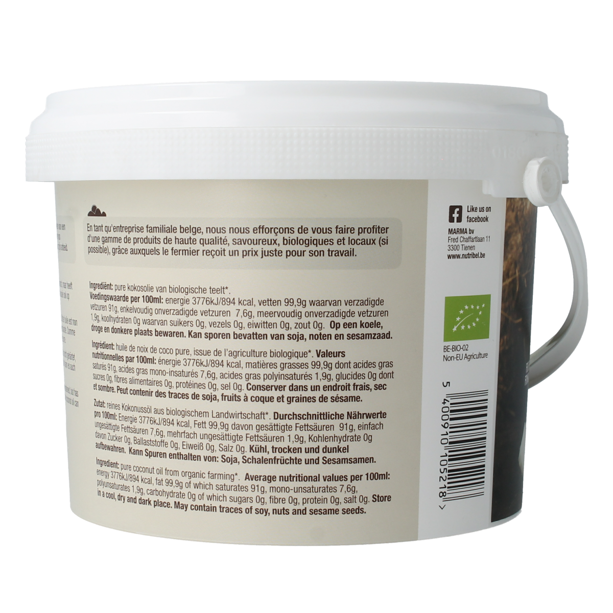 Nutribel Kokosolie geurloos bio 1500.00 Milliliter