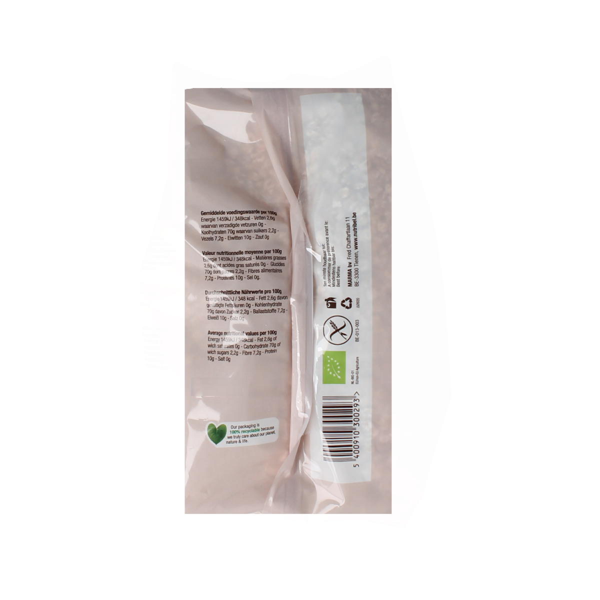 Nutribel Boekweitvlokken glutenvrij bio 500.00 Gram