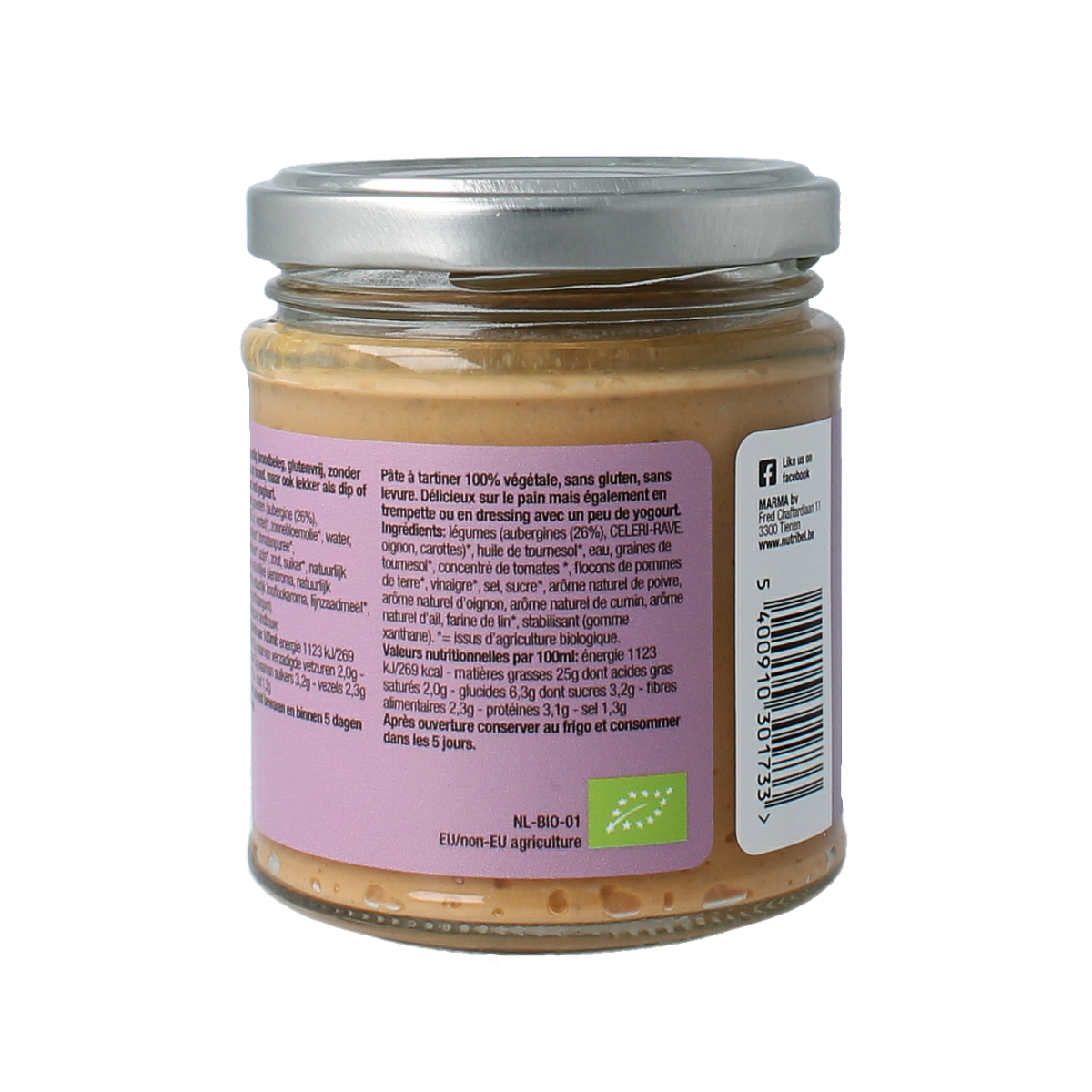 Nutribel Aubergine spread glutenvrij bio 170.00 Gram