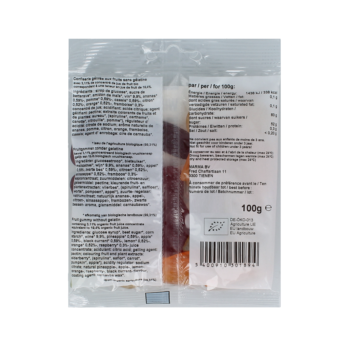 Nutribel Winegums bio 100.00 Gram
