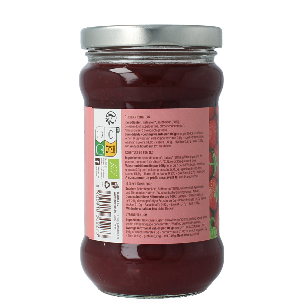 Nutribel Aardbeien confituur bio 340.00 Gram
