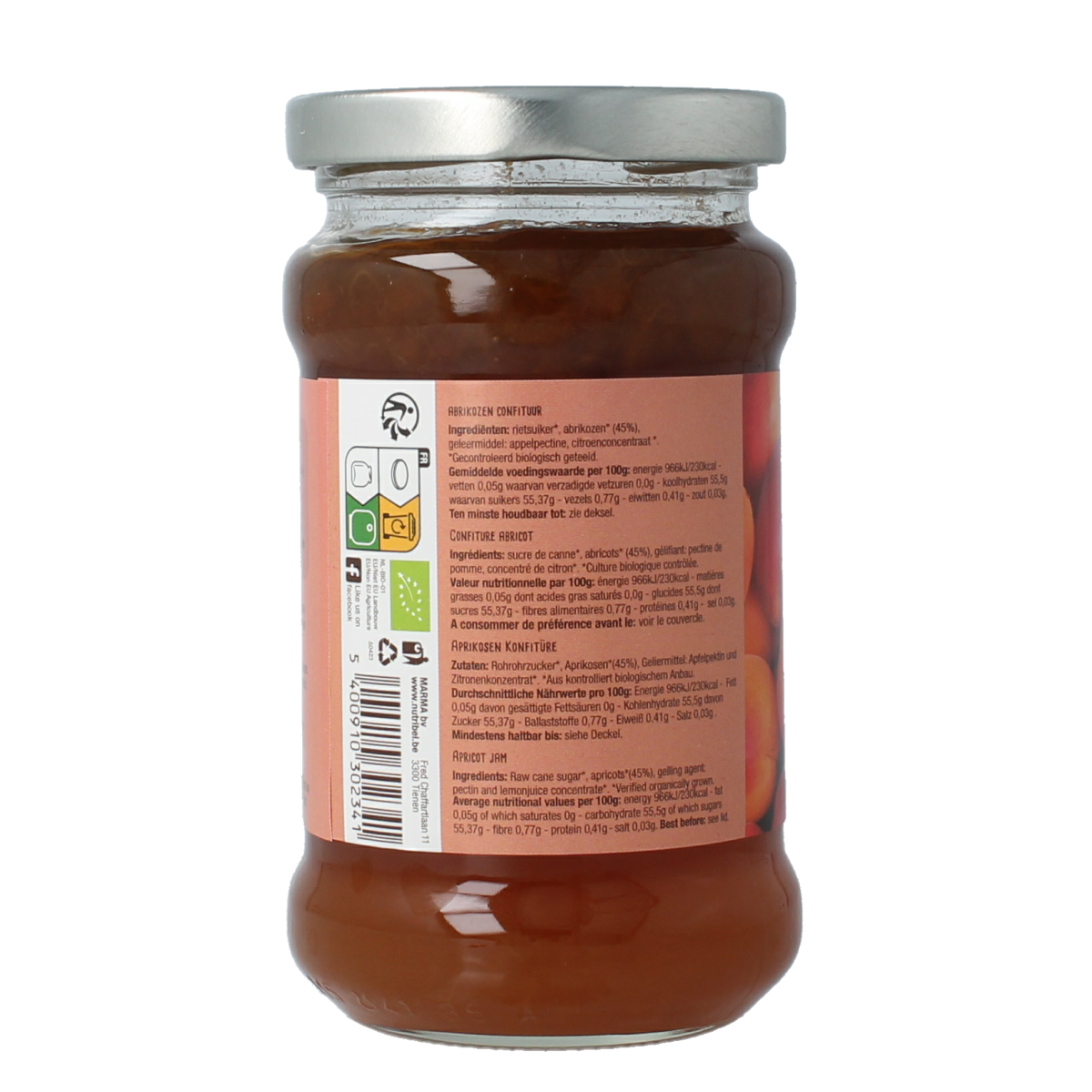 Nutribel Abrikozen confituur bio 340.00 Gram