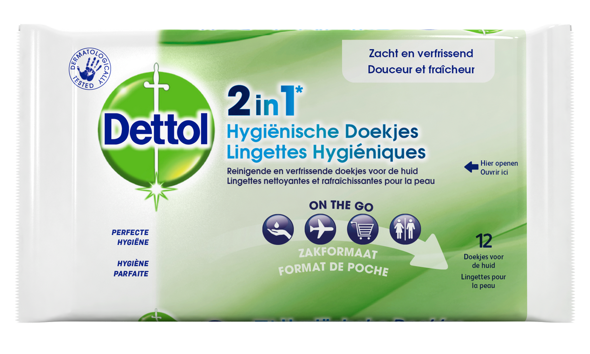 Dettol Wipes 2-in-1 12.00 Stuks