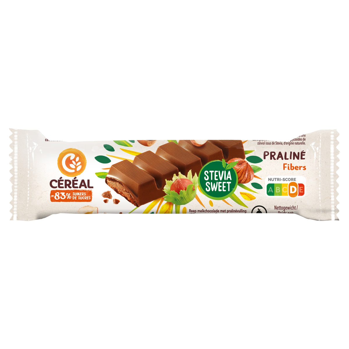 Cereal Chocolade reep praline stevia 42.00 Gram