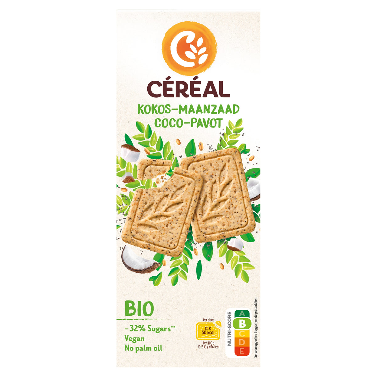 Cereal Koekjes kokos maanzaad bio 132.00 Gram