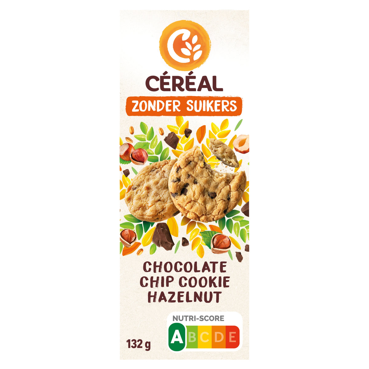 Cereal Chocolate chip cookies hazelnut zonder suikers 130.00 Gram