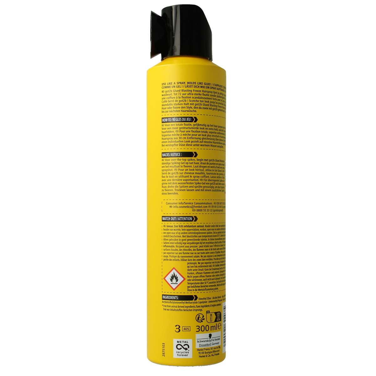 Got2b Glued blasting freeze hairspray 300.00 Milliliter