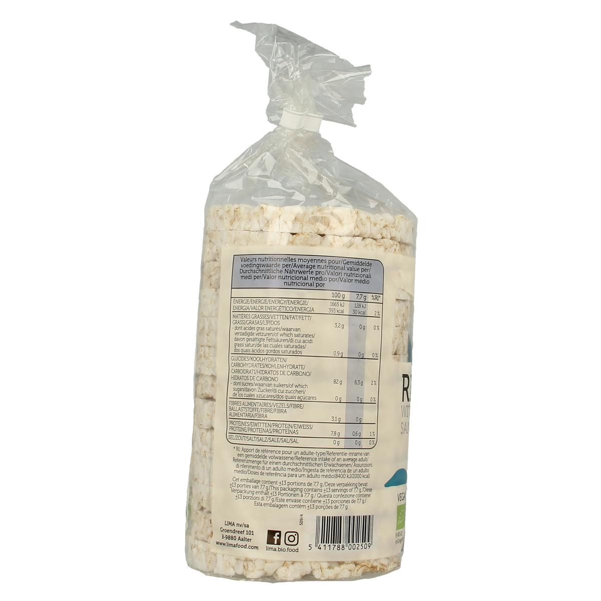 Lima Rijstwafels zonder toegevoegd zout bio 100.00 Gram