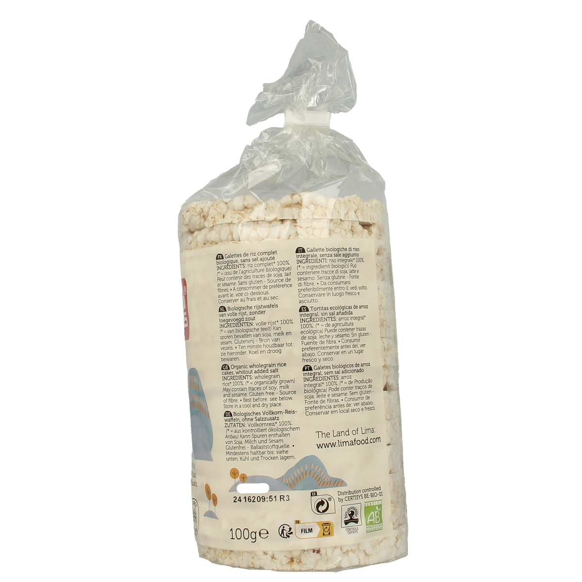 Lima Rijstwafels zonder toegevoegd zout bio 100.00 Gram