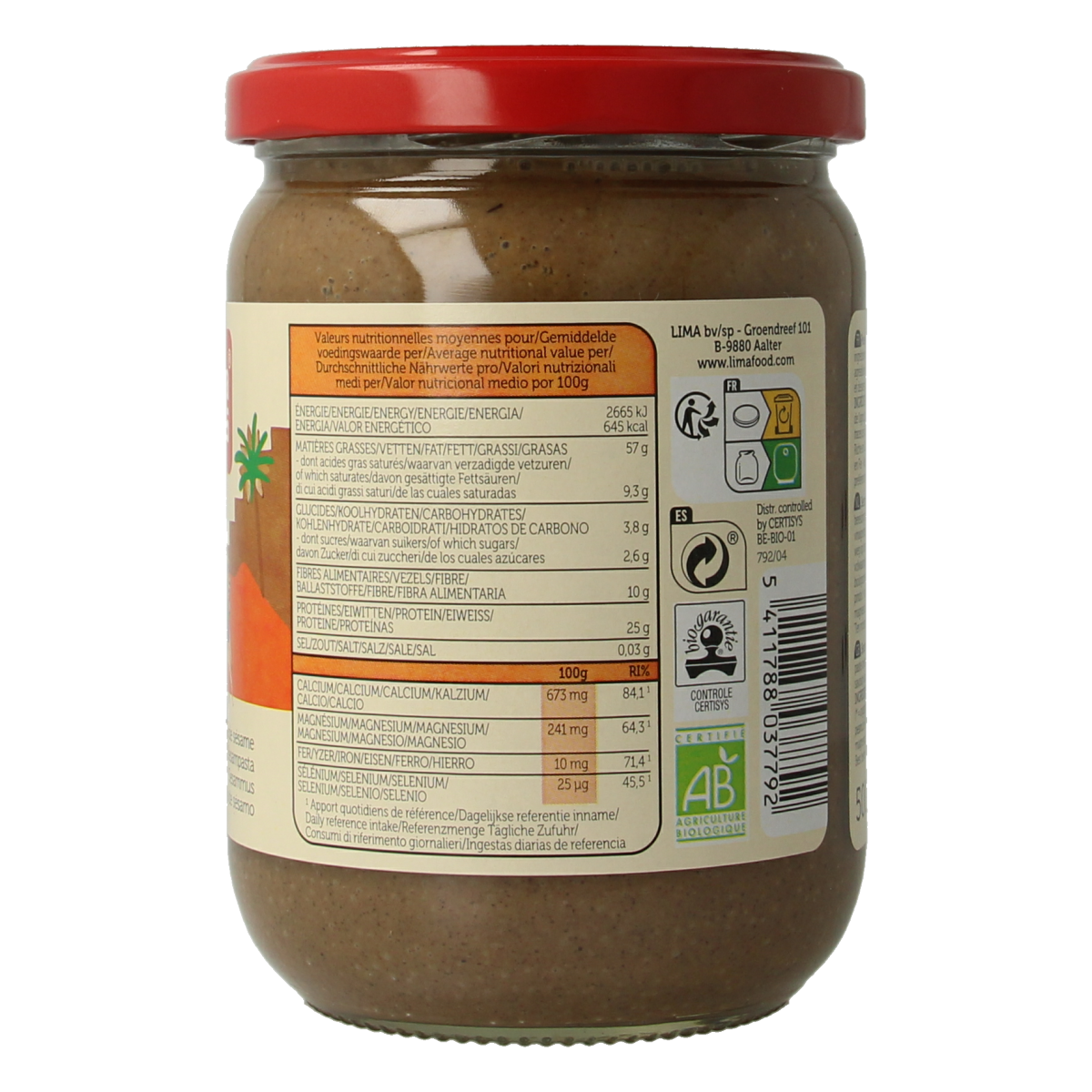 Lima Tahin zonder zout bio 500.00 Gram