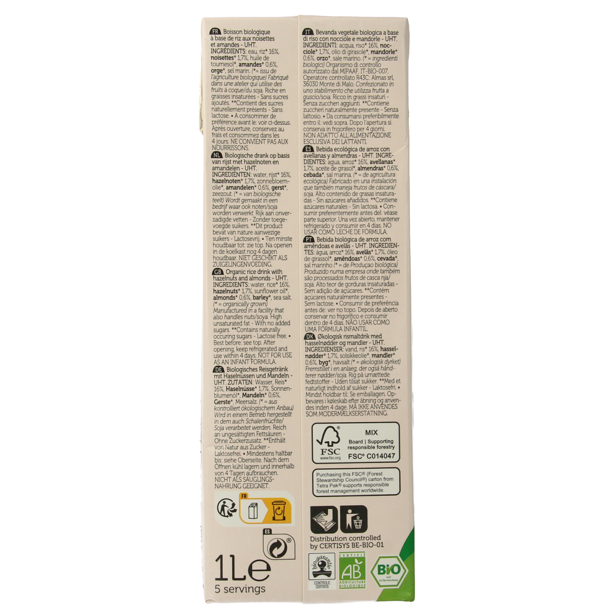 Lima Rice drink hazelnoot amandel bio 1.00 Liter