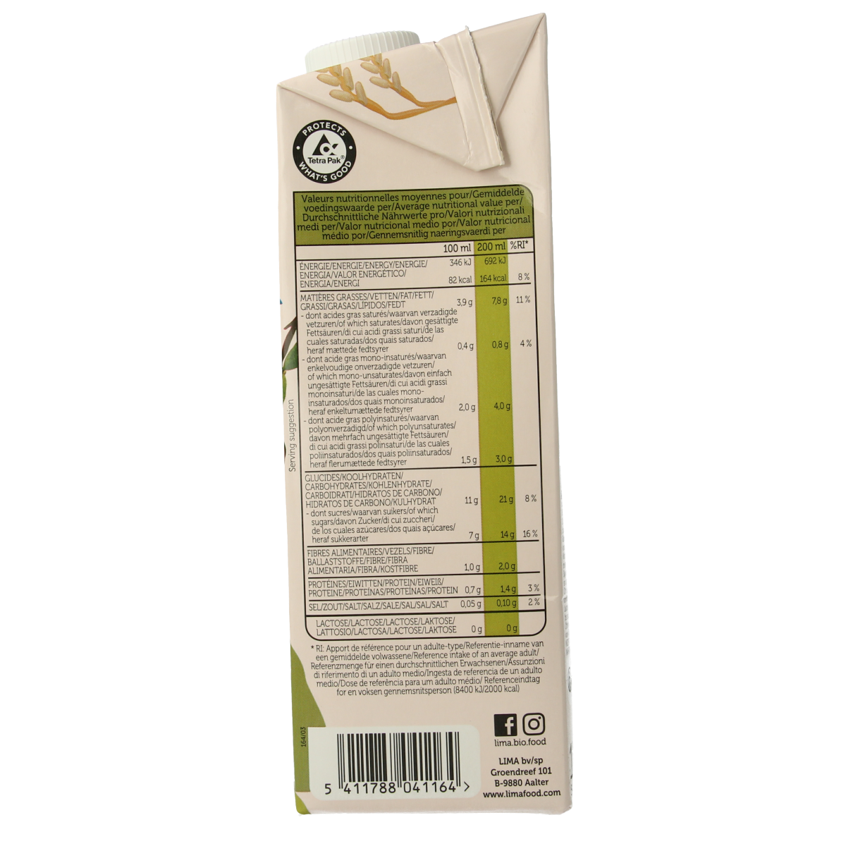 Lima Rice drink hazelnoot amandel bio 1.00 Liter