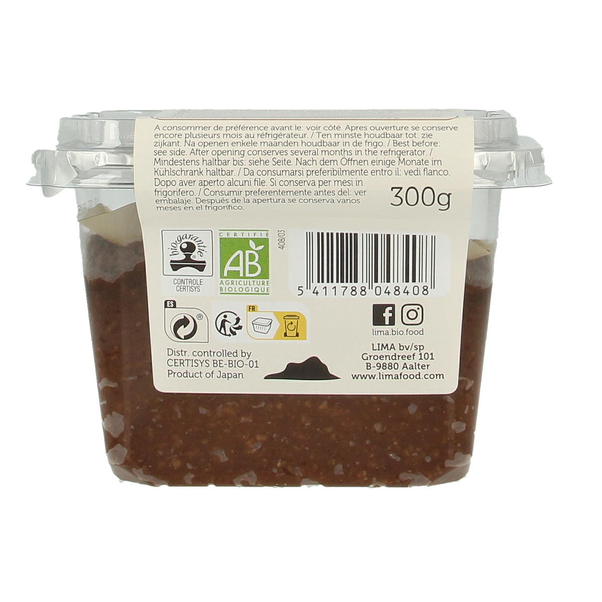 Lima Brown rice miso ongepasteuriseerd bio 300.00 Gram