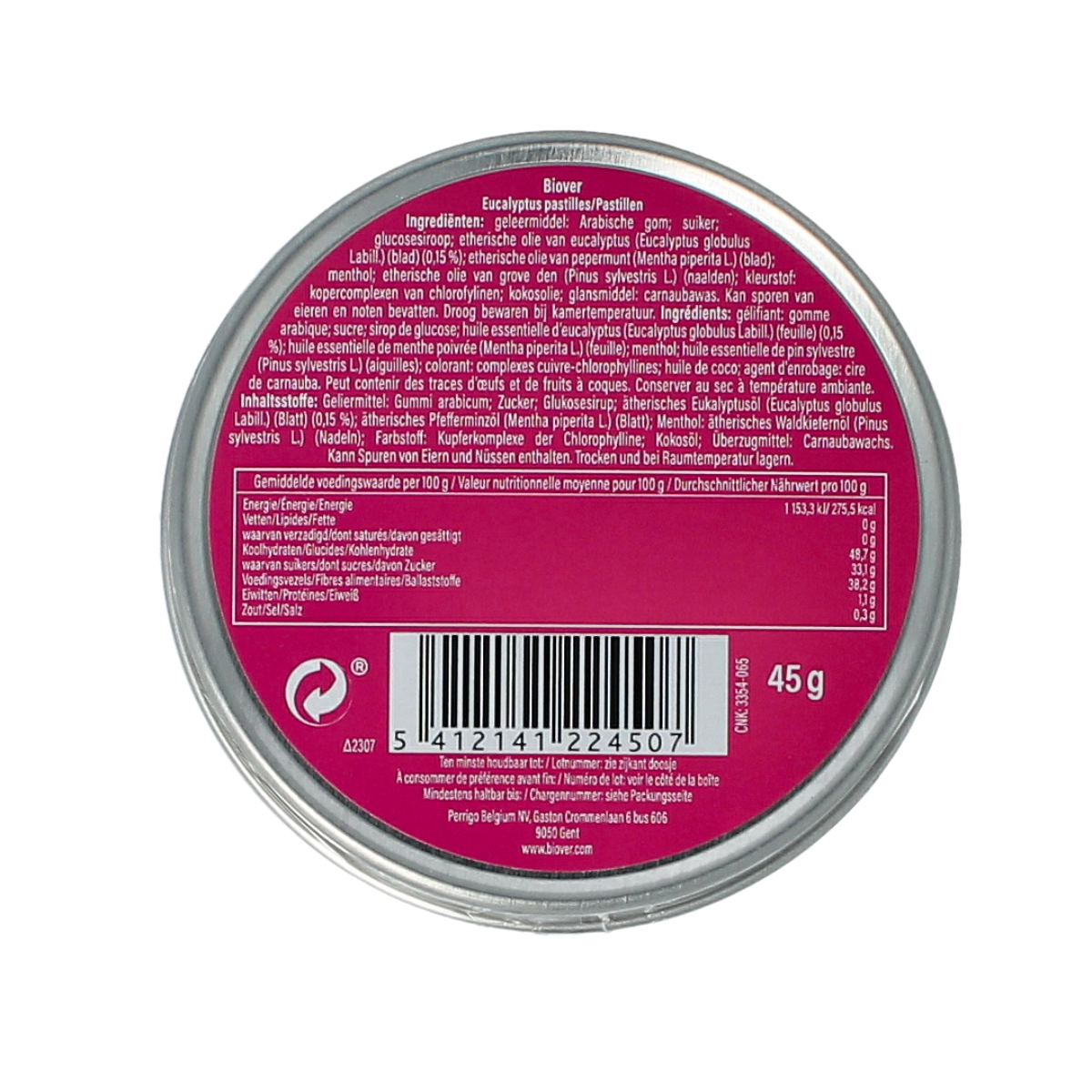 Biover Eucalyptus pastilles 45.00 Gram