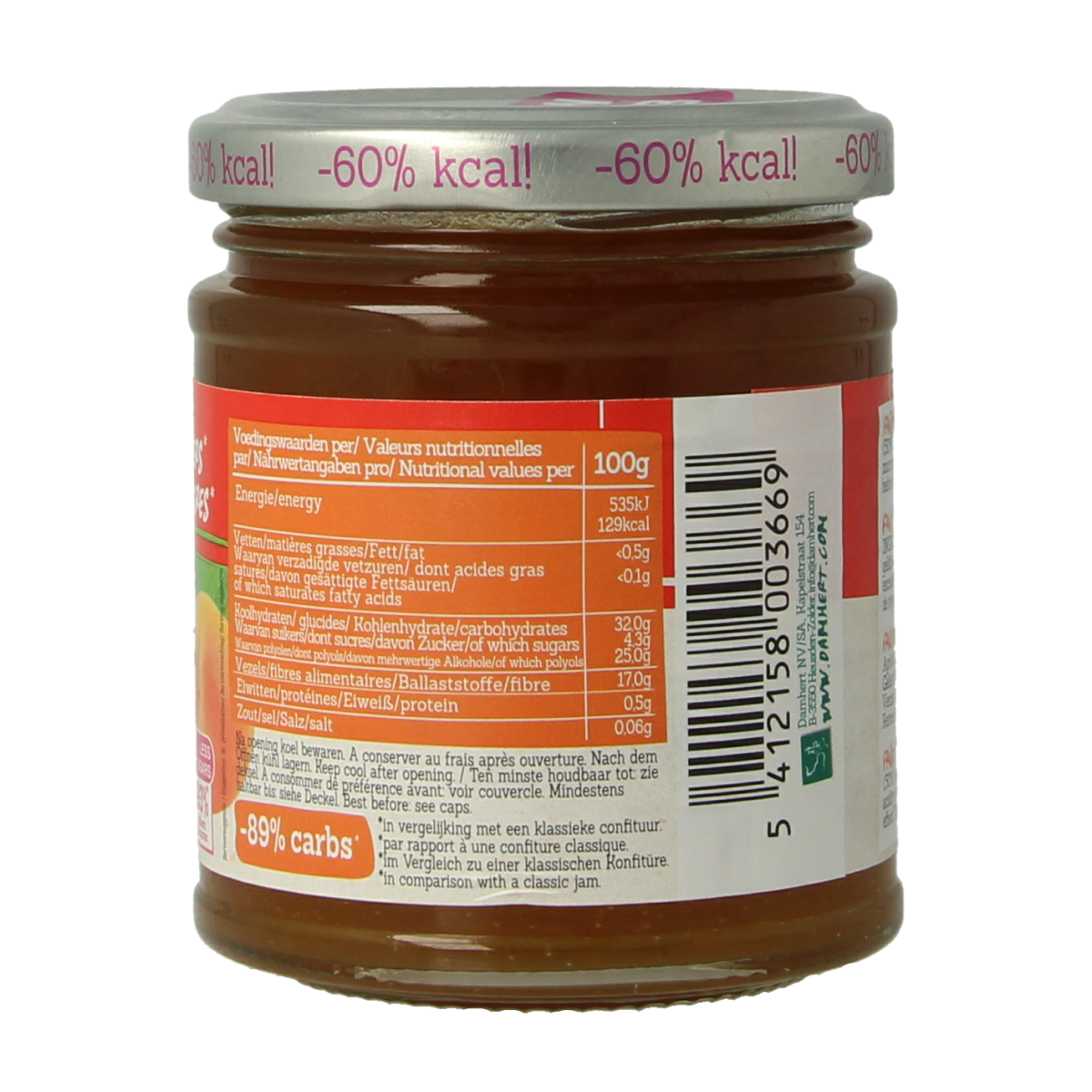 Damhert Confituur abrikoos low carb 210.00 Gram