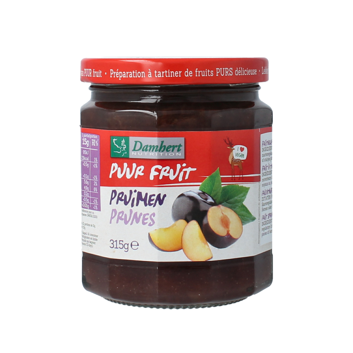 Damhert Puur fruit confituur pruimen 315.00 Gram