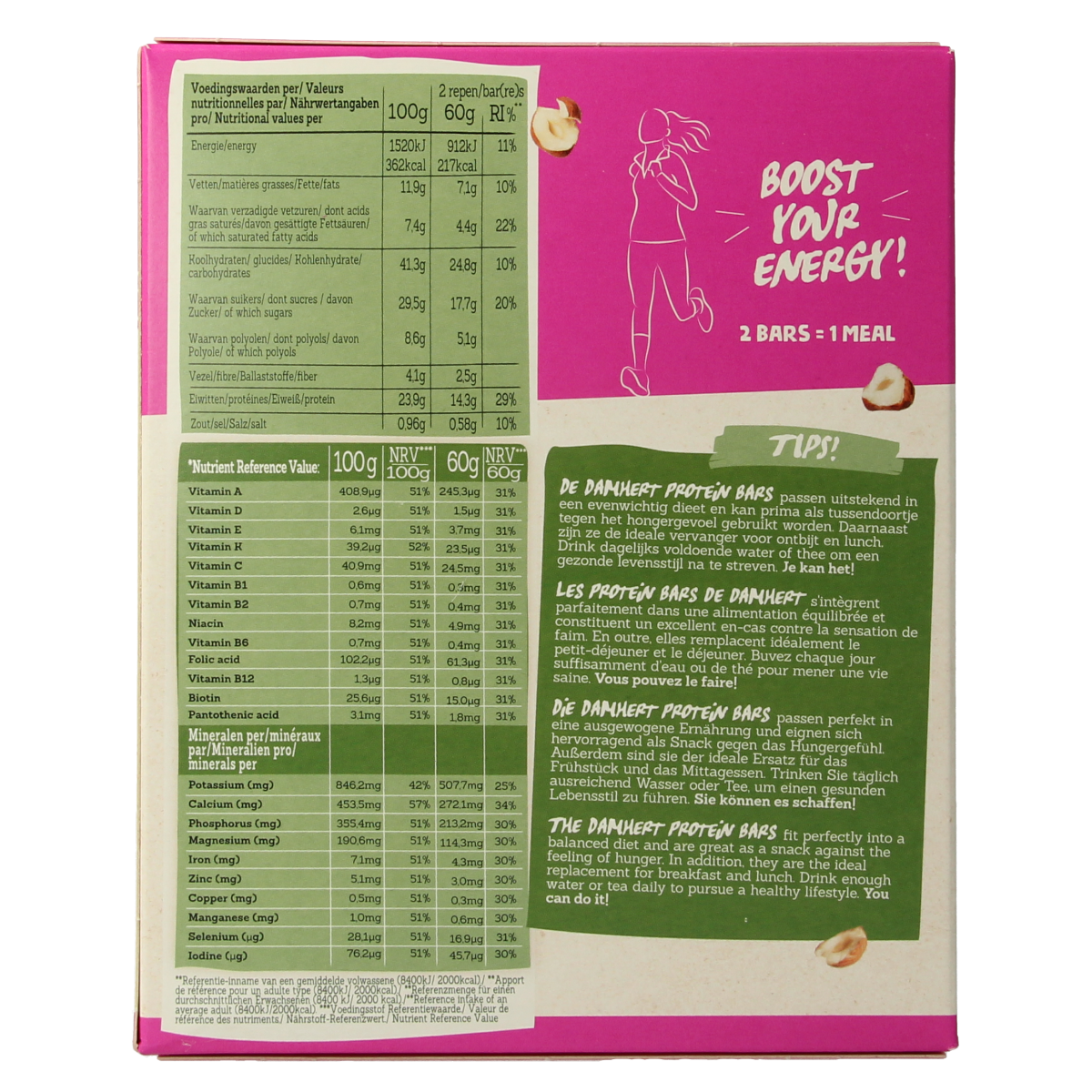 Damhert Afslank proteinereep chocolade hazelnoot 240.00 Gram