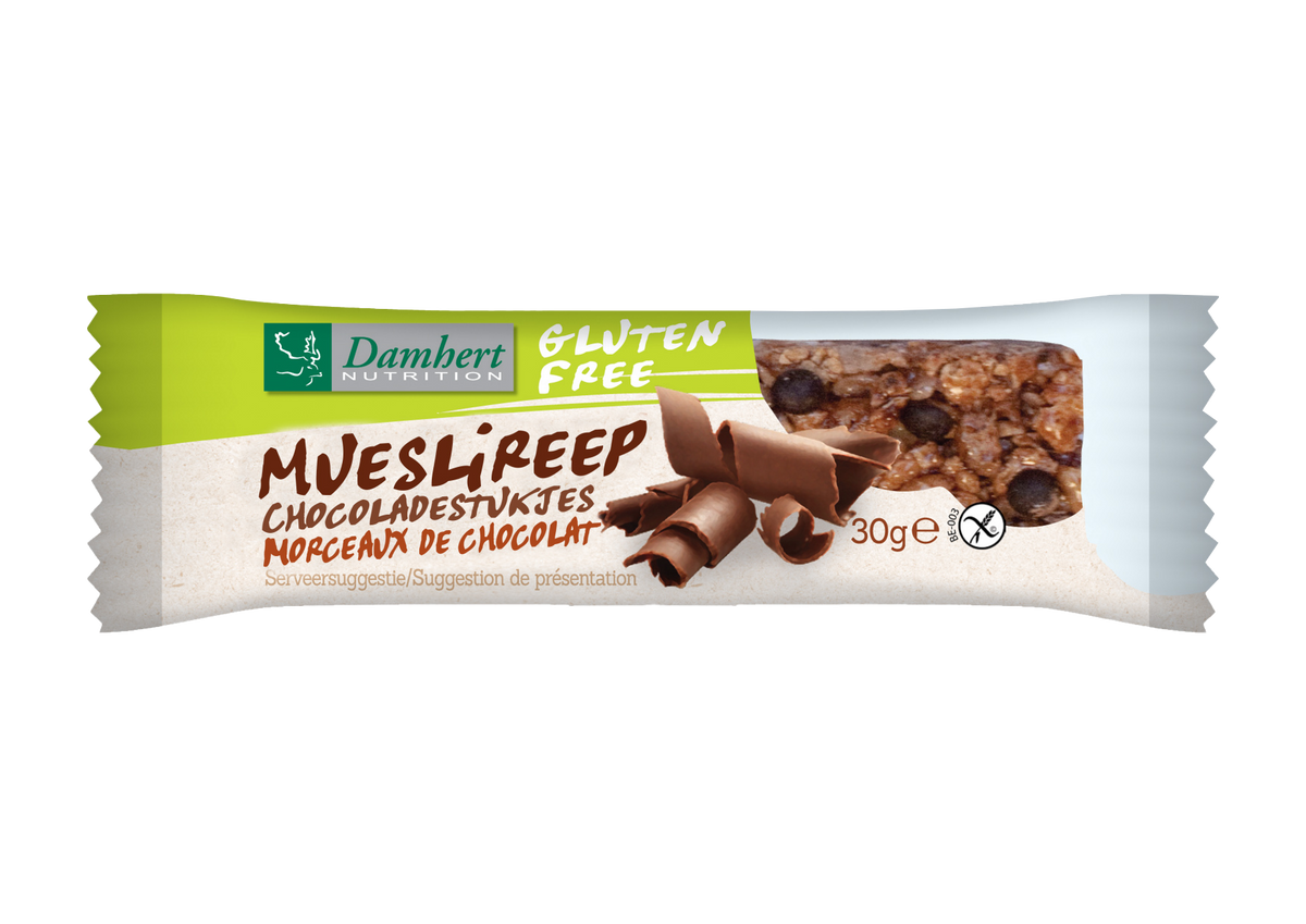 Damhert Mueslireep chocolade glutenvrij 30.00 Gram
