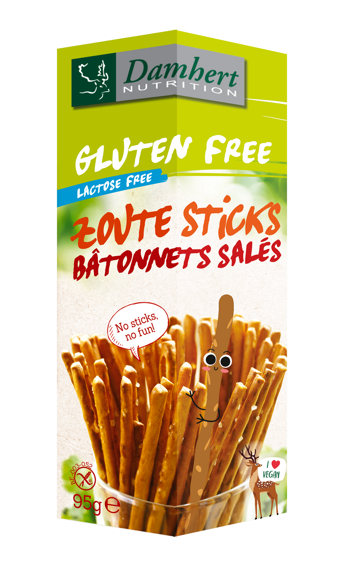 Damhert Zoute sticks glutenvrij 95.00 Gram