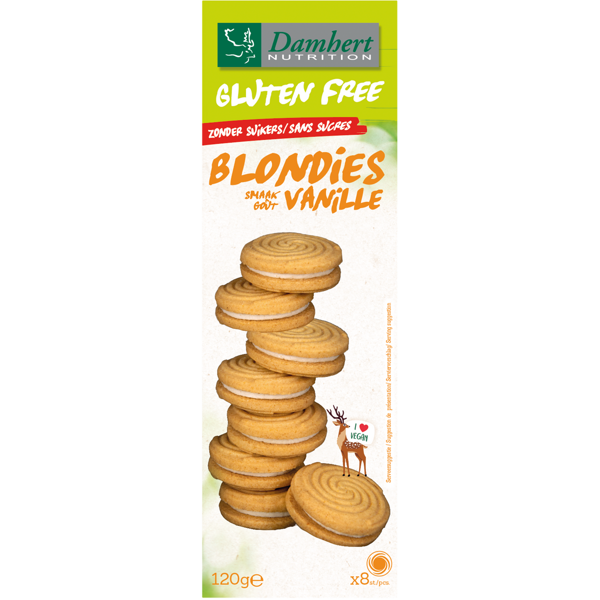 Damhert Glutenvrije blondies zonder suiker 120.00 Gram