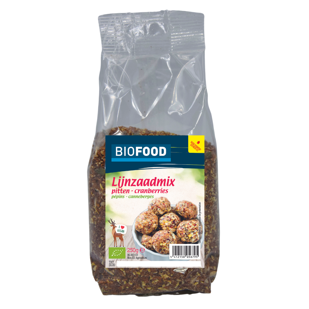 Biofood Lijnzaadmix pitten cranberry bio 250.00 Gram