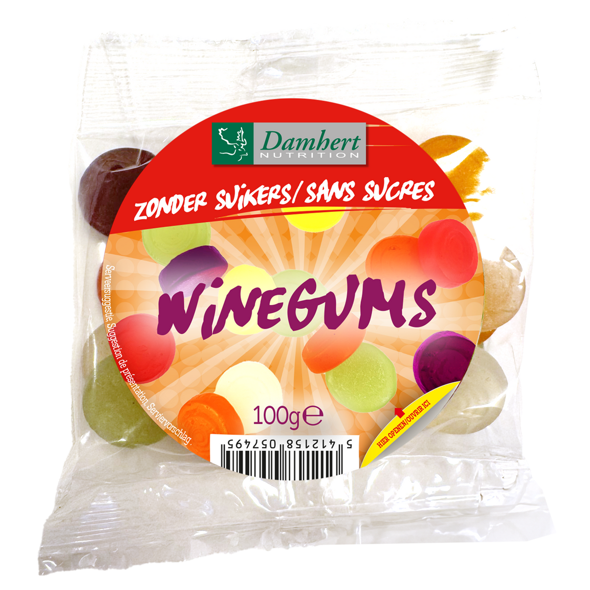 Damhert Winegums suikervrij 100.00 Gram