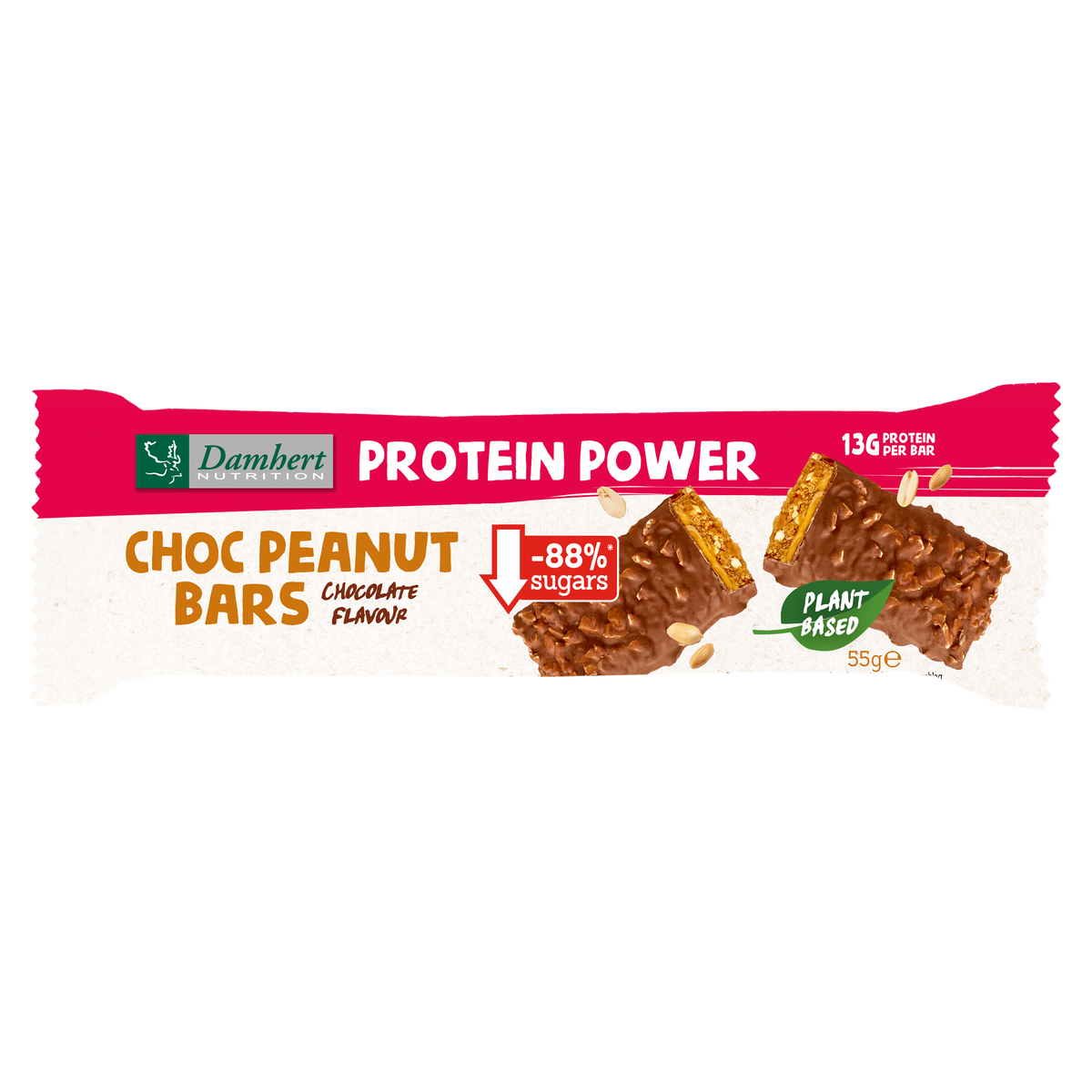 Damhert Protein peanut/choco bar glutenvrij 55.00 Gram