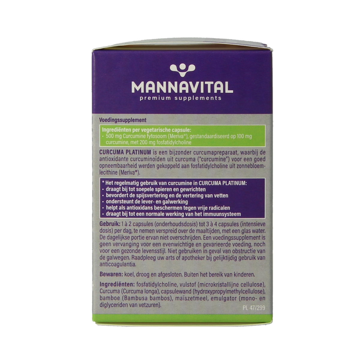 Mannavital Curcuma platinum 60.00 Vegetarische capsules
