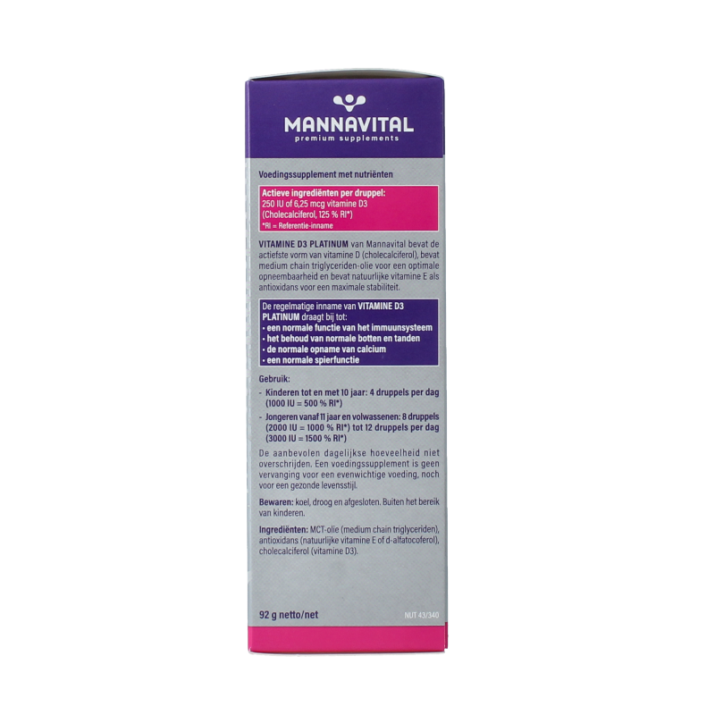 Mannavital Vitamine D3 platinum 100 Milliliter