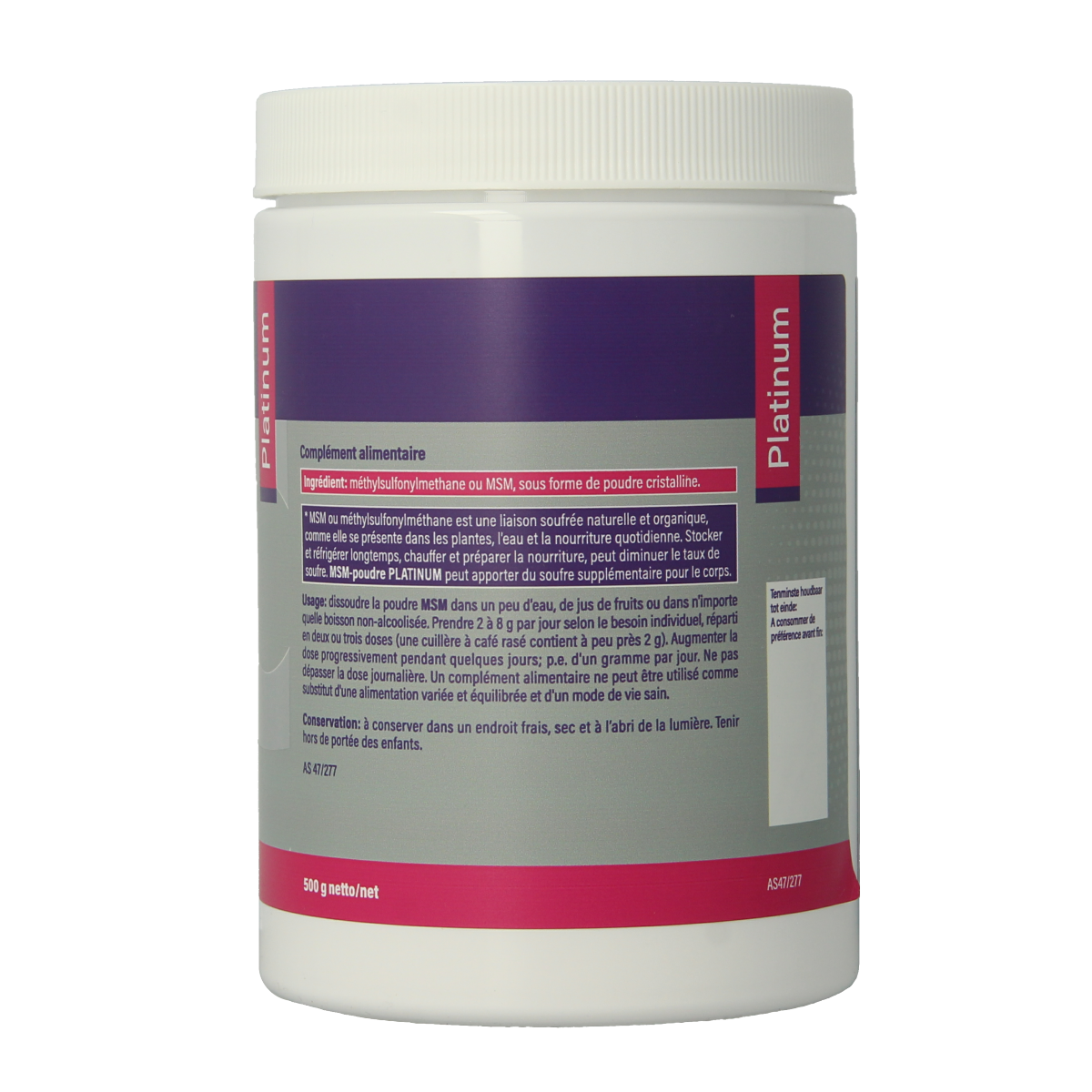 Mannavital MSM poeder platinum 500.00 Gram