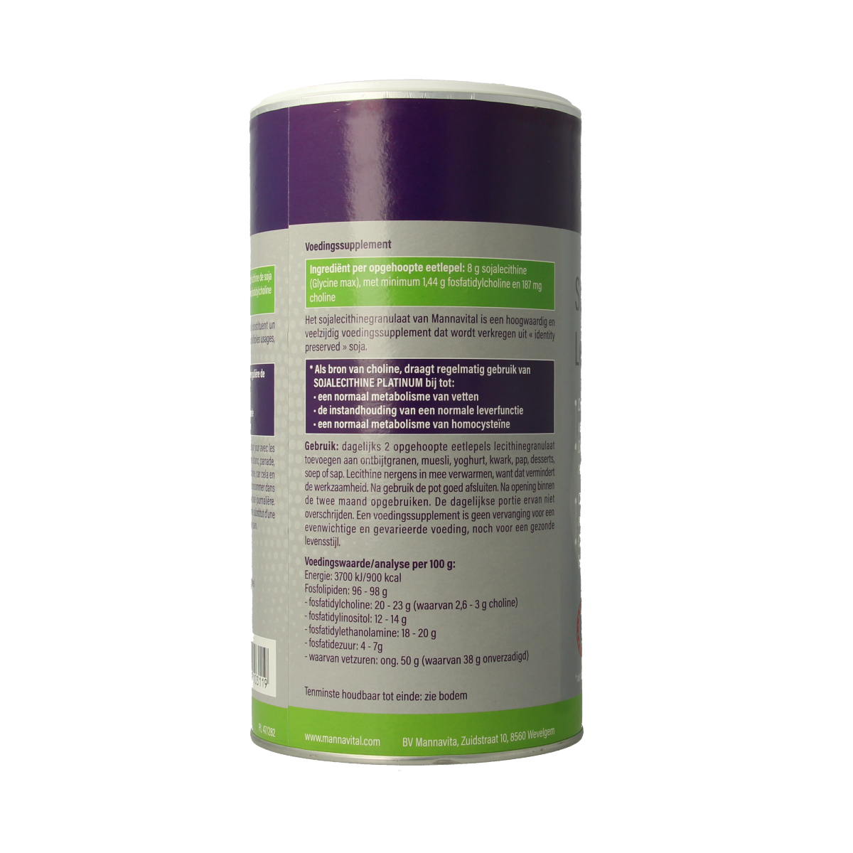 Mannavital Soja lecithine granulaat 500.00 Gram