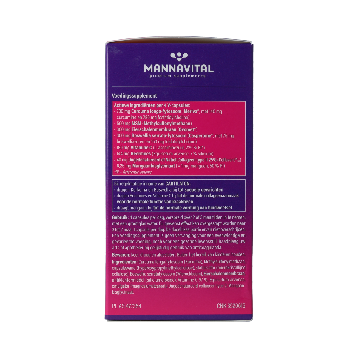 Mannavital Cartilaton 120.00 Vegetarische capsules