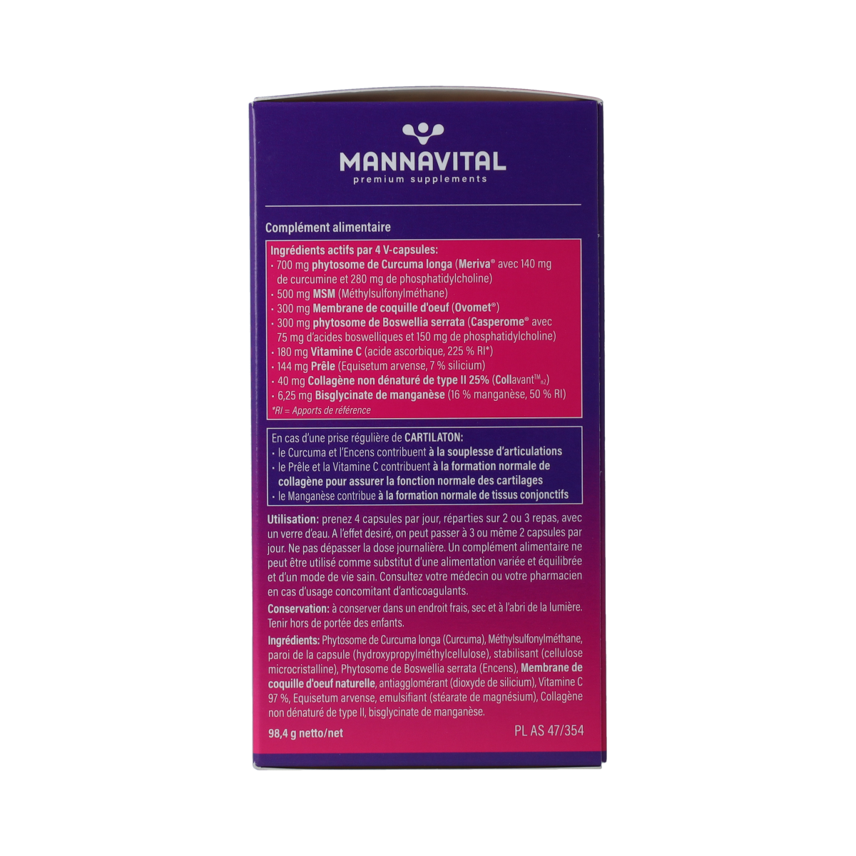 Mannavital Cartilaton 120.00 Vegetarische capsules