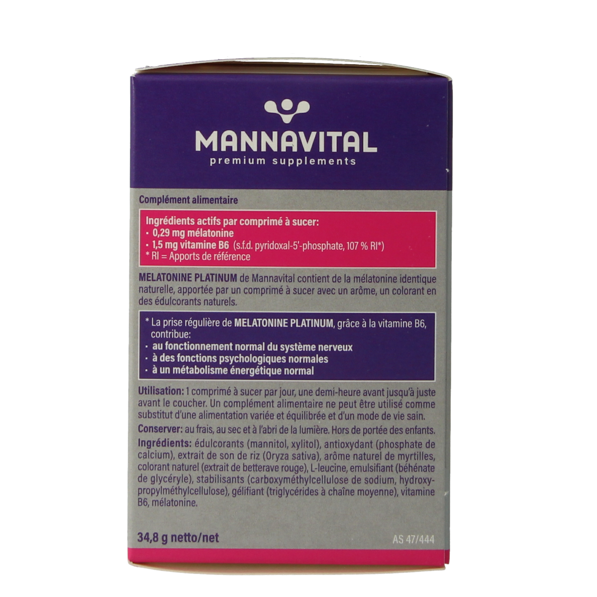 Mannavital Melatonine platinum 120.00 Smelttabletten