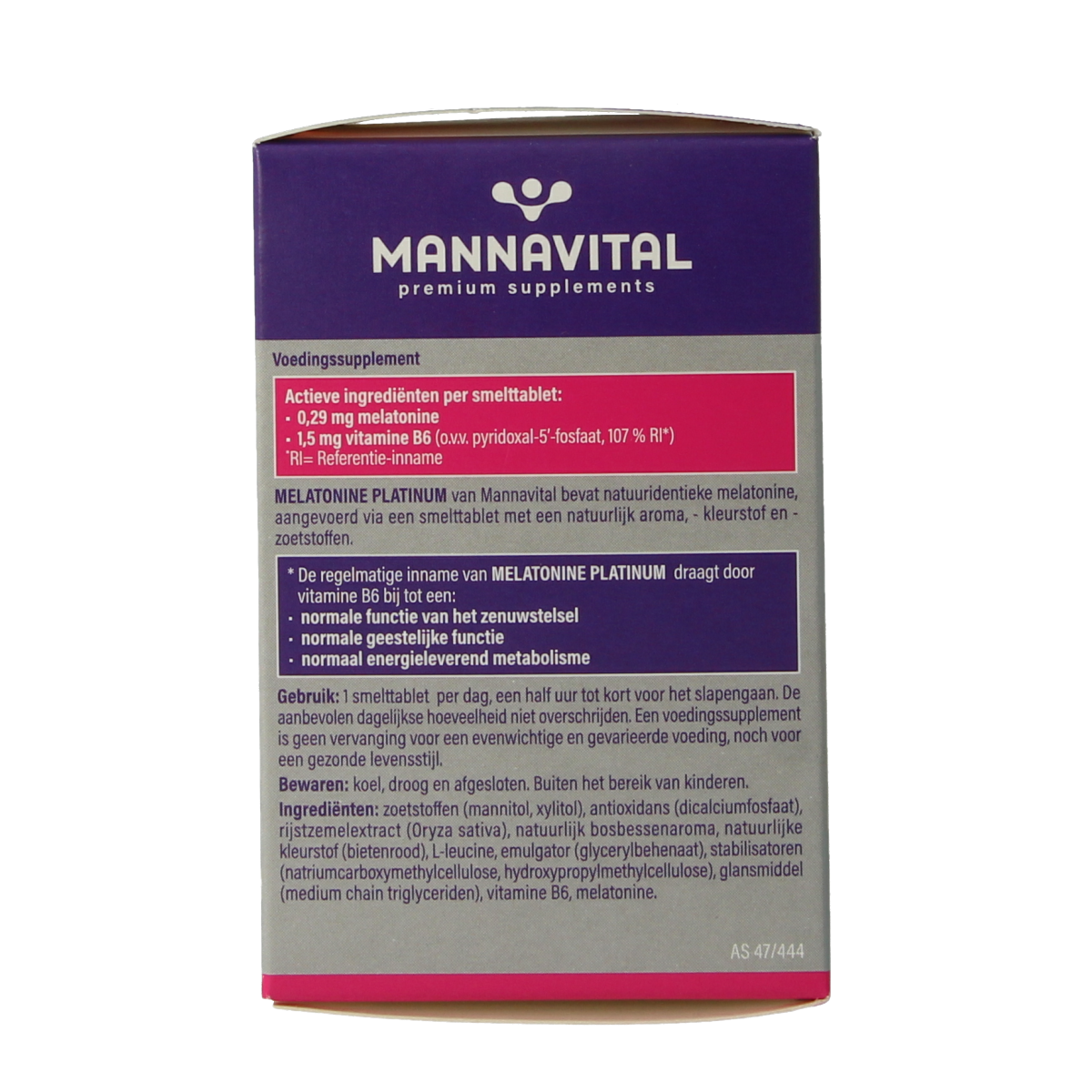 Mannavital Melatonine platinum 120.00 Smelttabletten
