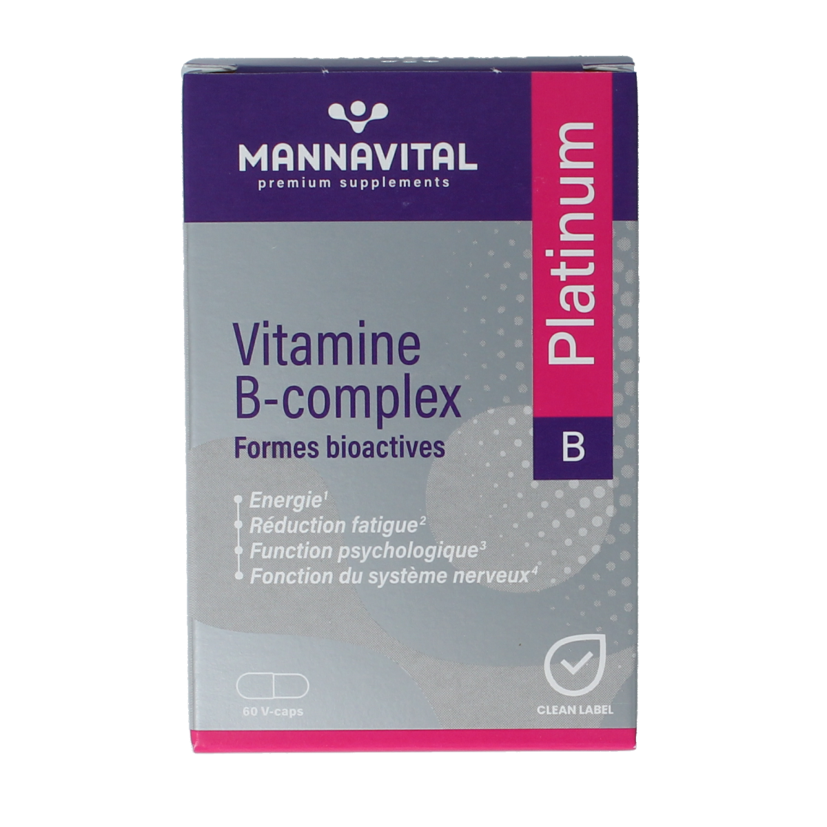 Mannavital Vitamine B complex platinum 60.00 Vegetarische capsules