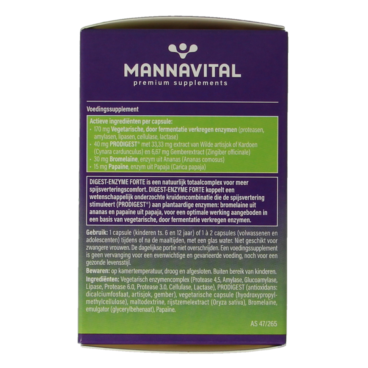 Mannavital Digest enzyme forte 60.00 Vegetarische capsules