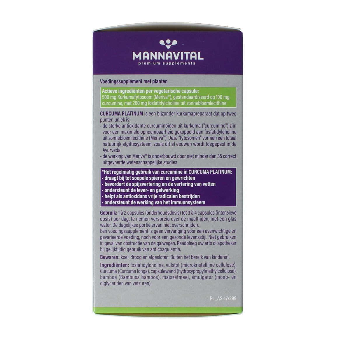 Mannavital Curcuma platinum 180.00 Vegetarische capsules