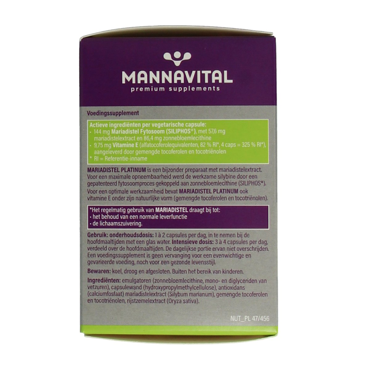 Mannavital Mariadistel platinum 60.00 Vegetarische capsules