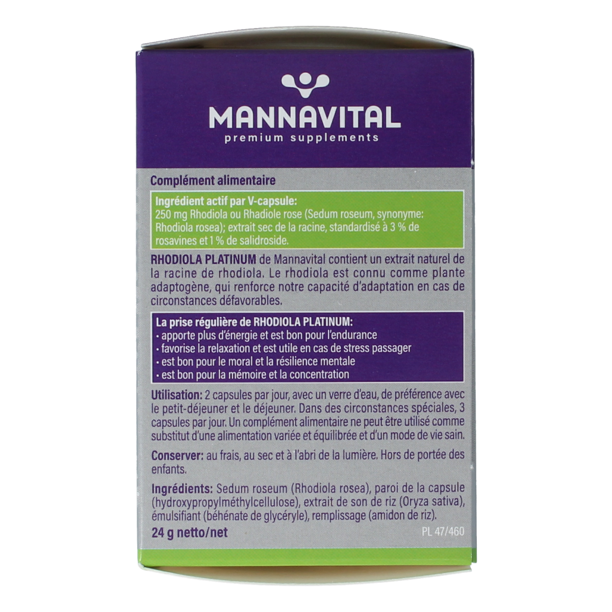 Mannavital Rhodiola platinum 60.00 Vegetarische capsules