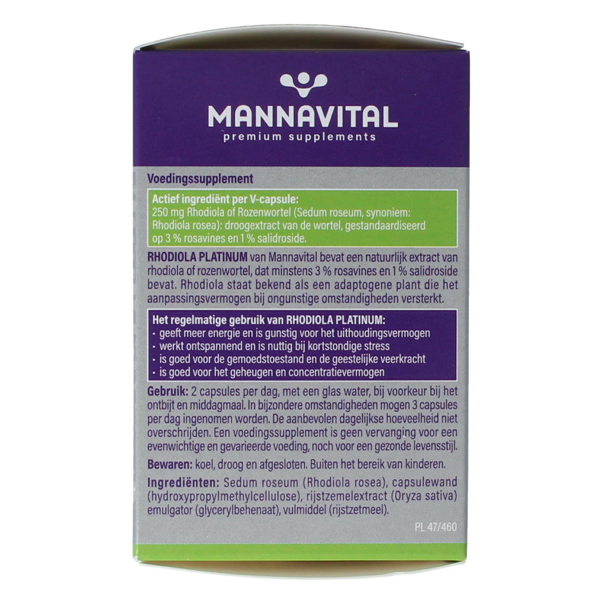 Mannavital Rhodiola platinum 60.00 Vegetarische capsules