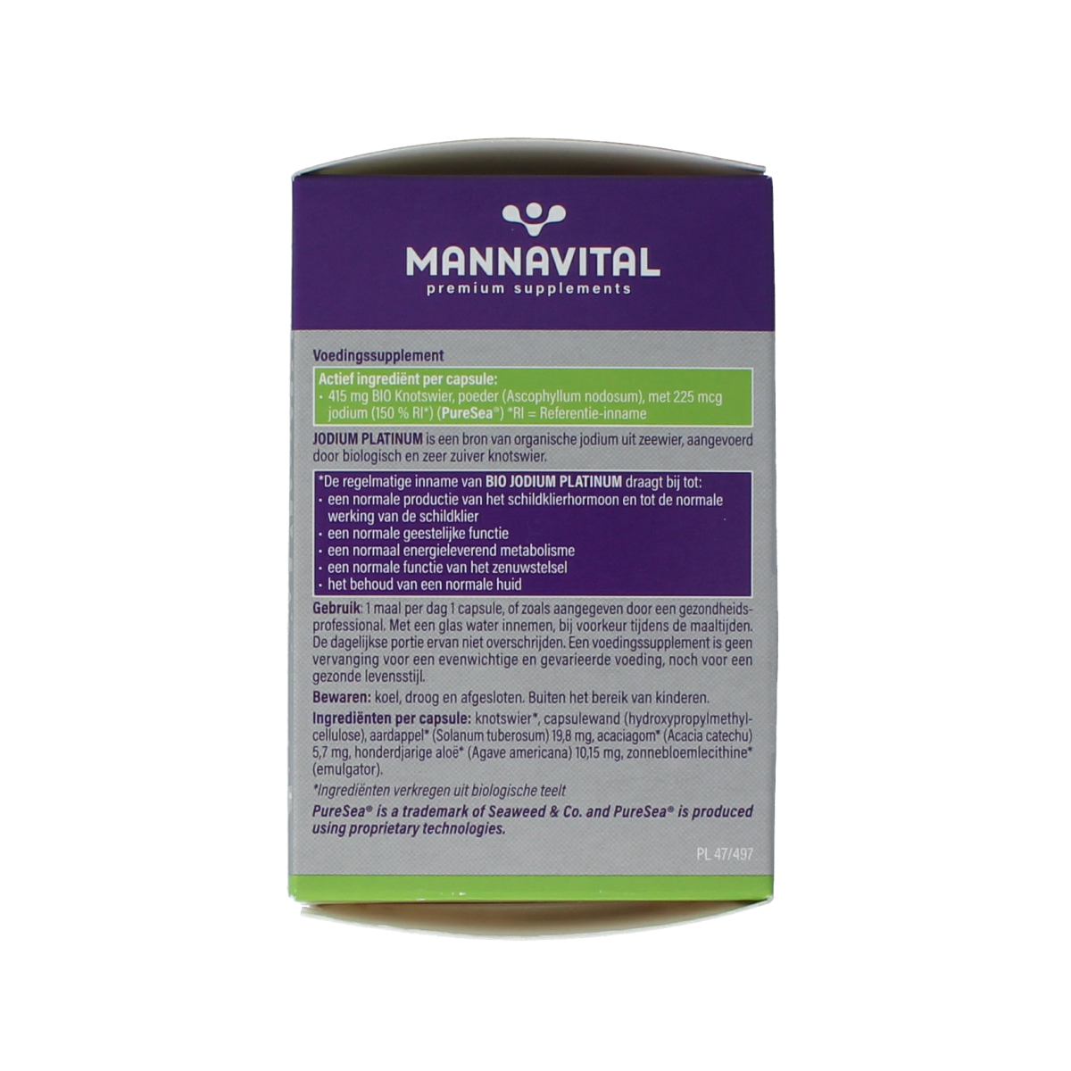 Mannavital Jodium platinum bio 90.00 Vegetarische capsules