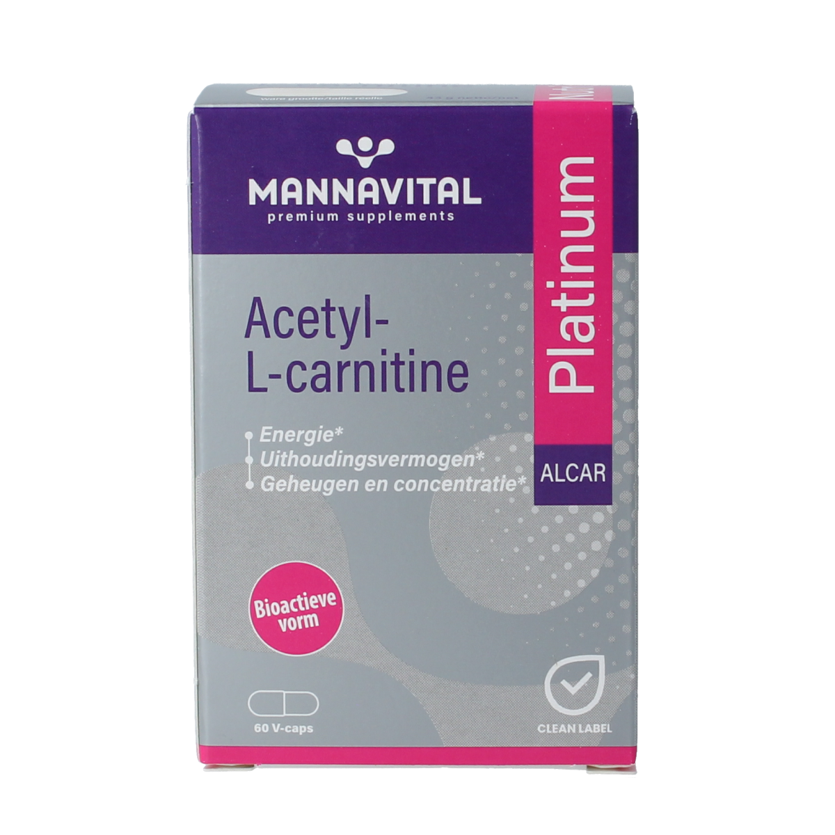 Mannavital Acetyl-L-Carnitine platinum 60.00 Vegetarische capsules