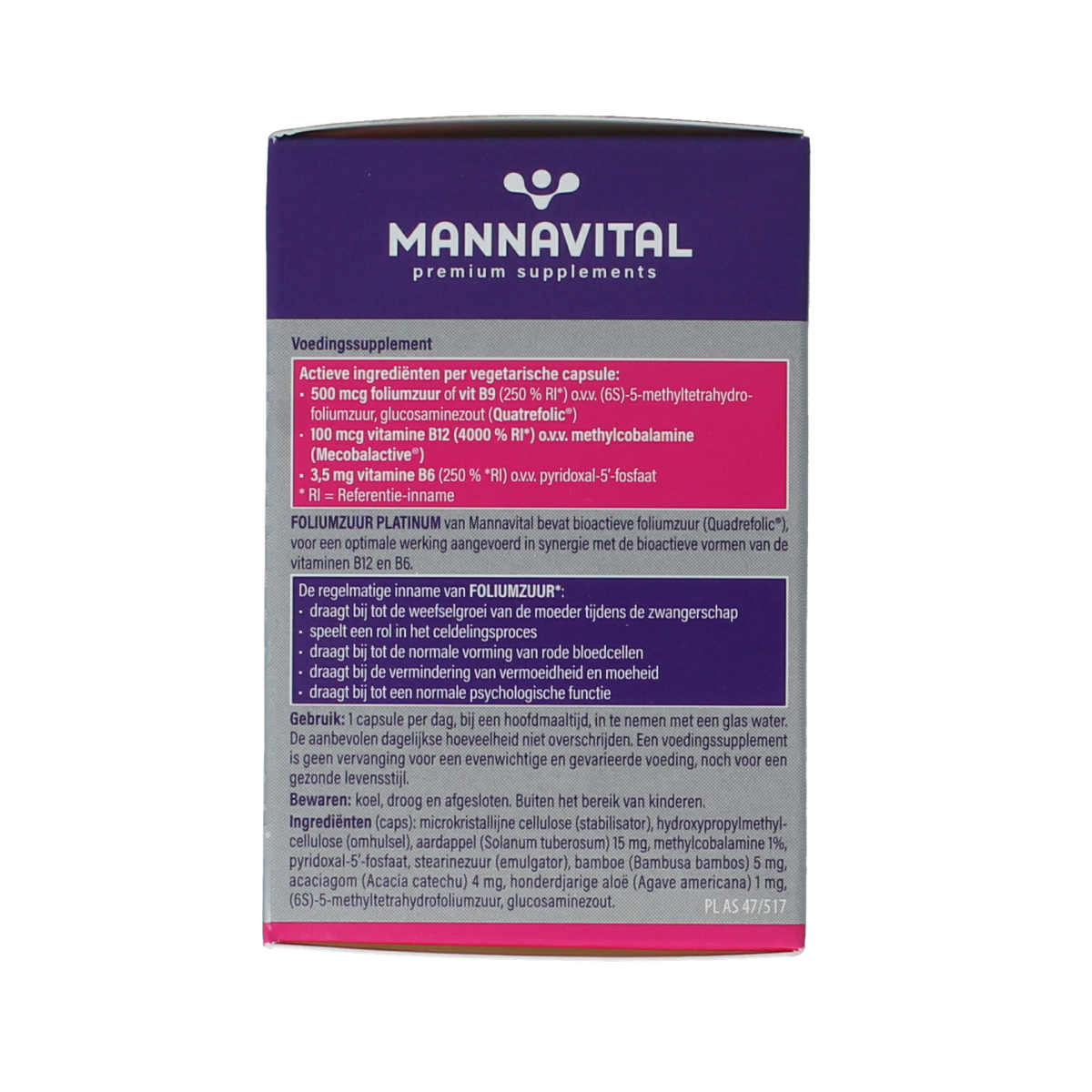 Mannavital Foliumzuur platinum 90.00 Vegetarische capsules