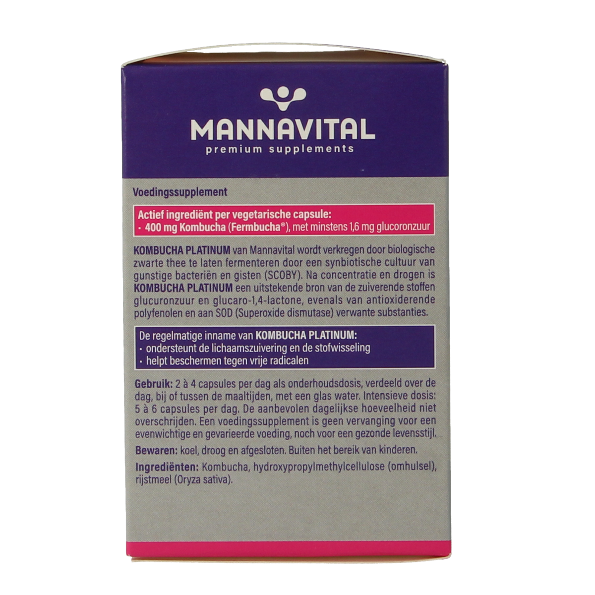 Mannavital Kombucha platinum 60.00 Vegetarische capsules
