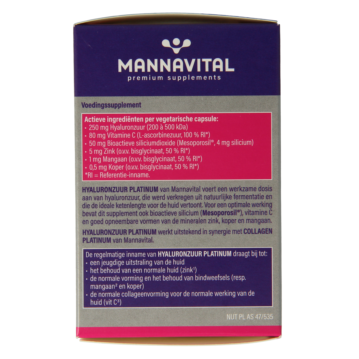 Mannavital Hyaluronzuur platinum 60.00 Capsules