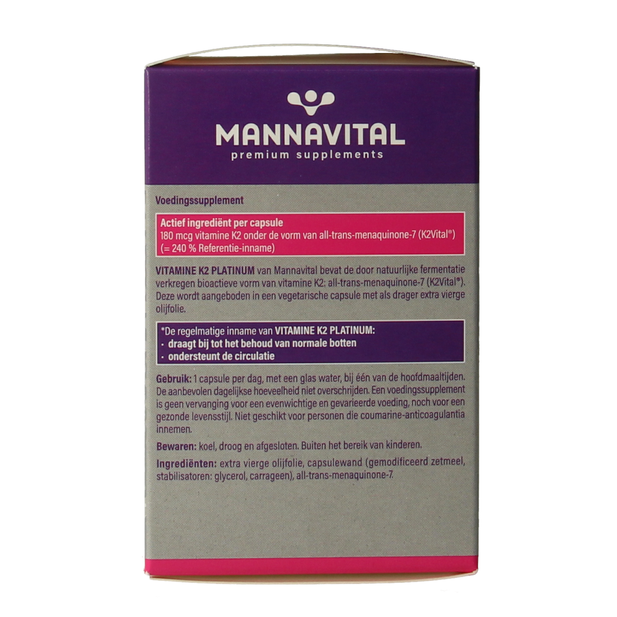 Mannavital Vitamine K2 60.00 Vegetarische capsules
