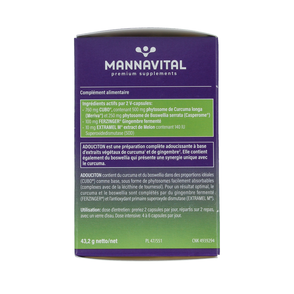 Mannavital Adouciton 60.00 Vegetarische capsules