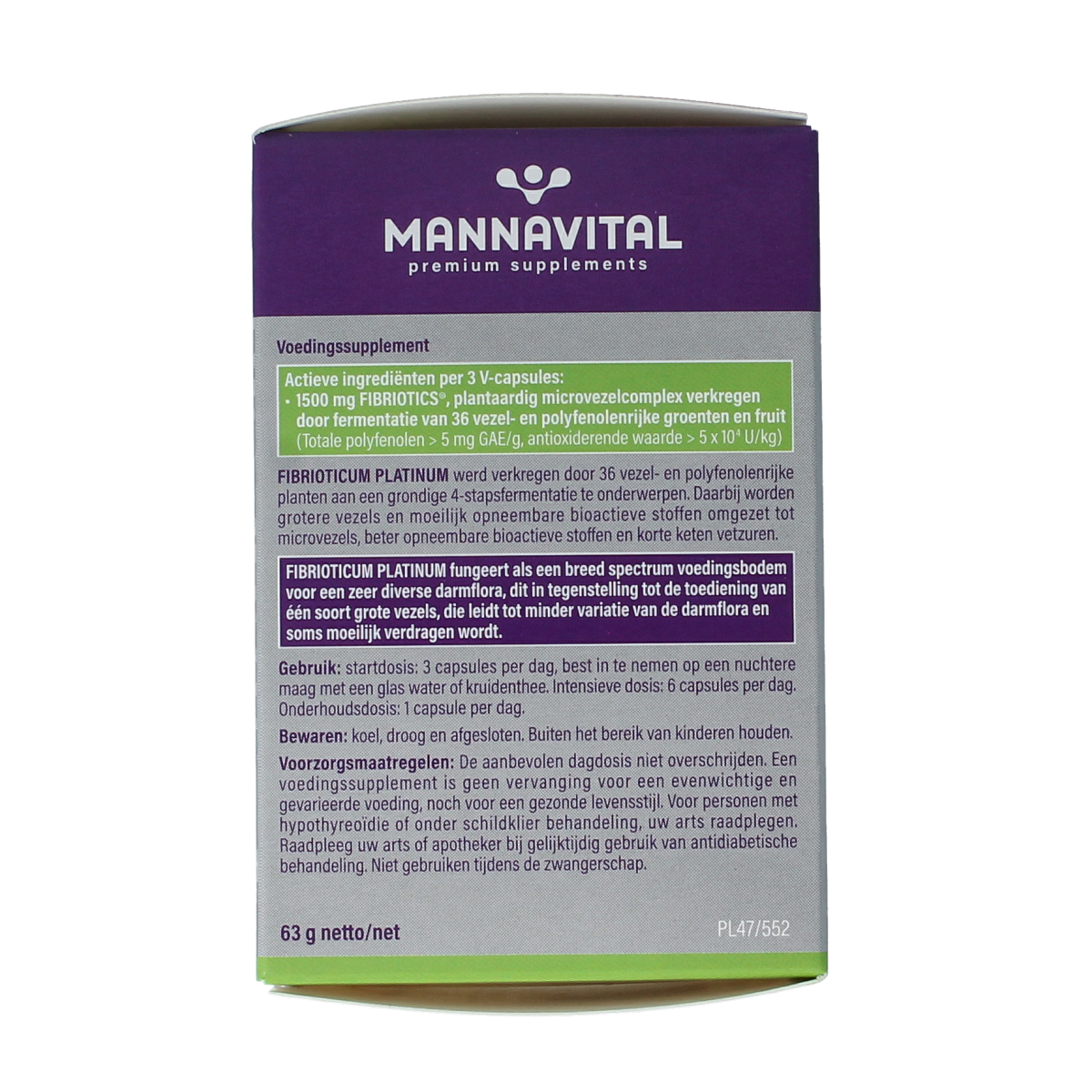 Mannavital Fibrioticum platinum 90.00 Vegetarische capsules