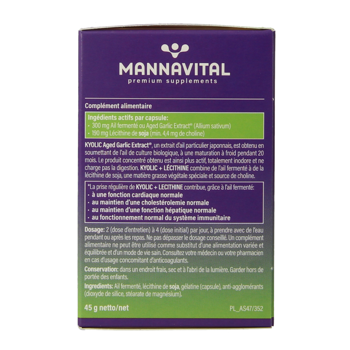Mannavital Kyolic + lecithine 75.00 Capsules